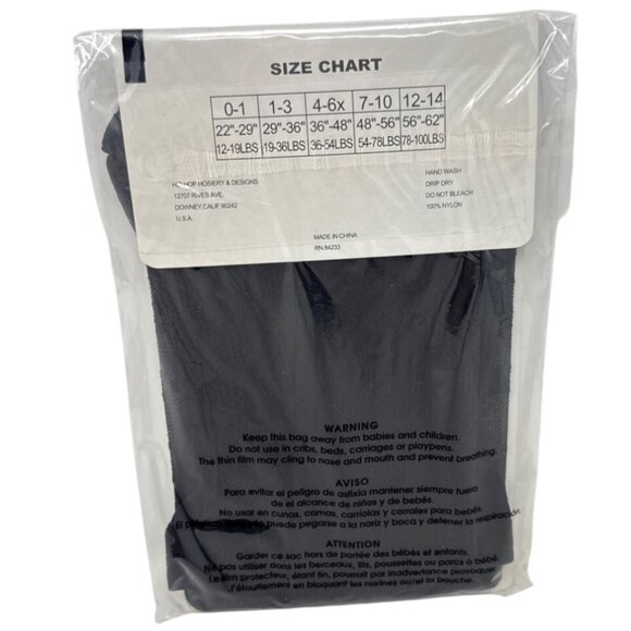 Hip Hop Girls Pantyhose Black Size 1-3 Style 3300 Durable & Comfortable - Picture 2 of 2